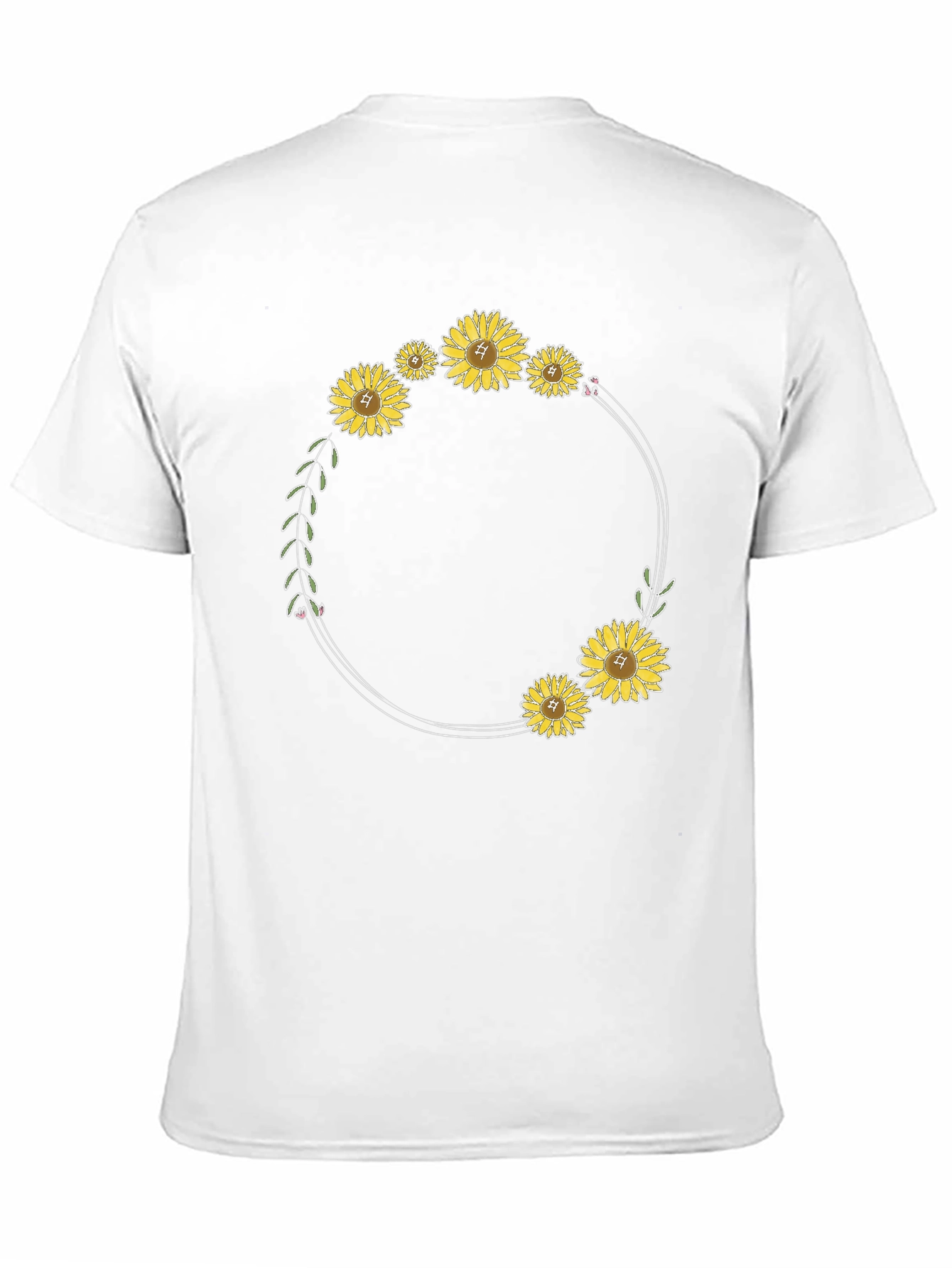 Sunflower Wreath Black T-Shirt