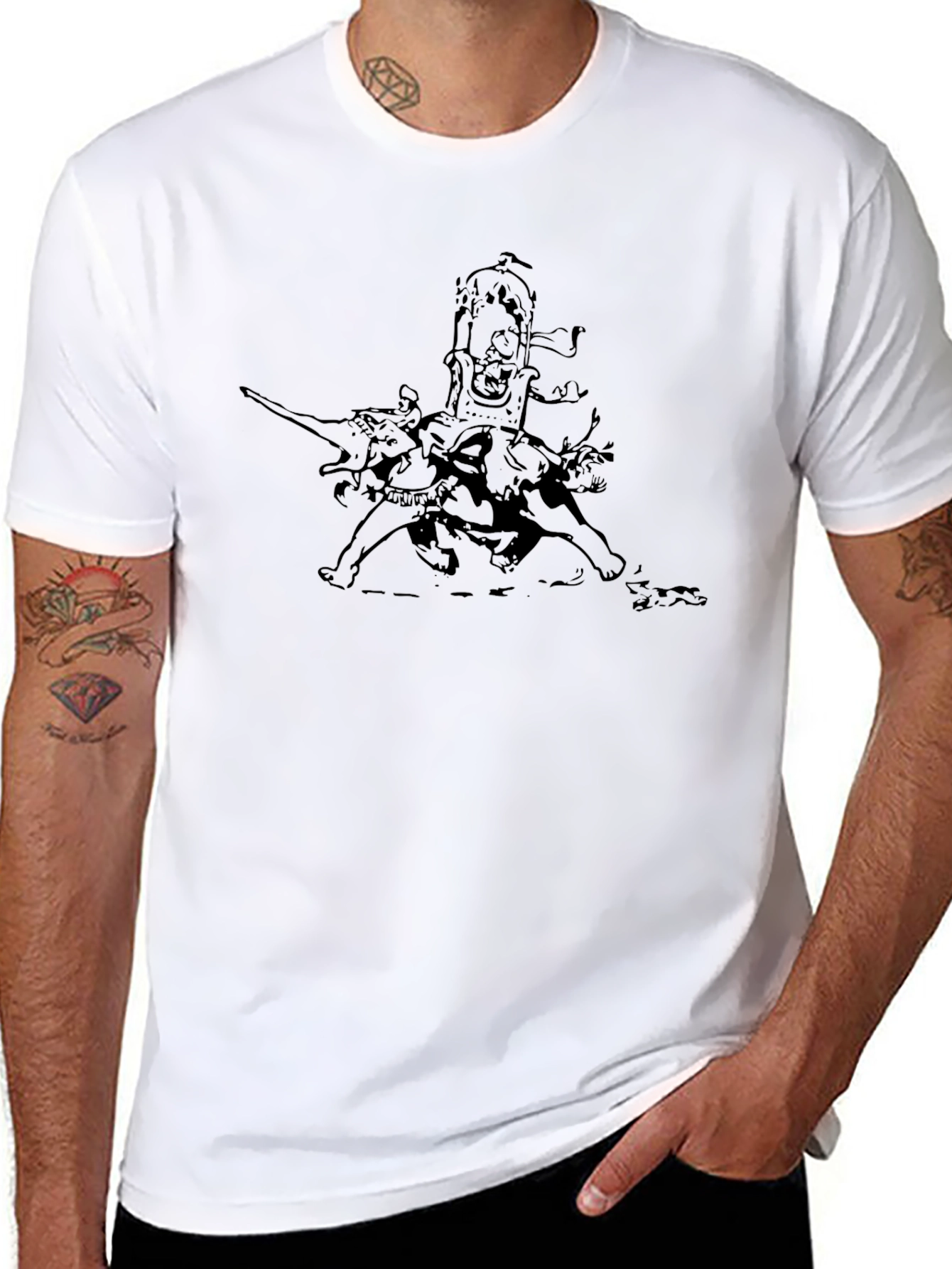 Black T-Shirt with Unique Elephant Graphic