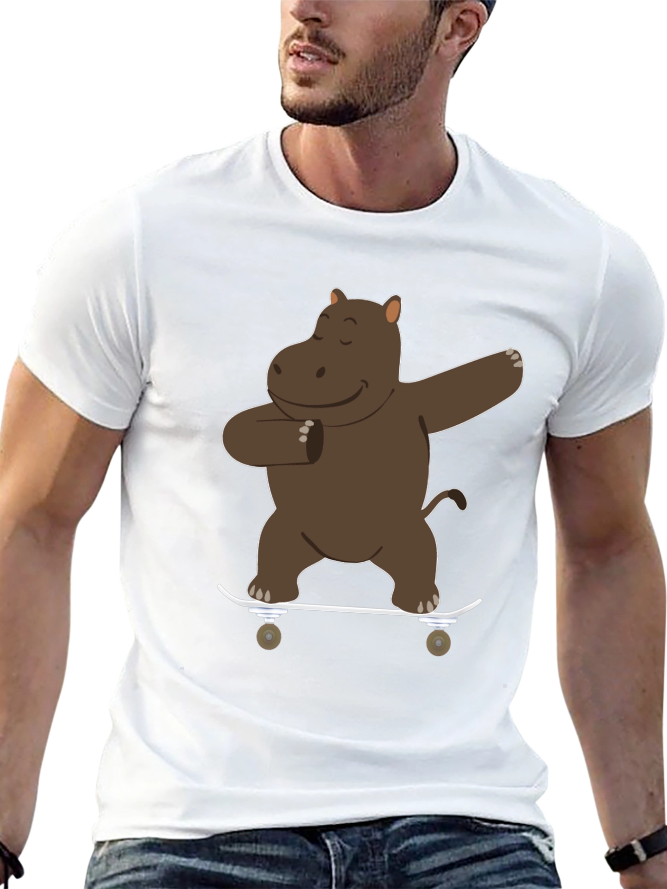 Skating Hippo Dab Black T-Shirt