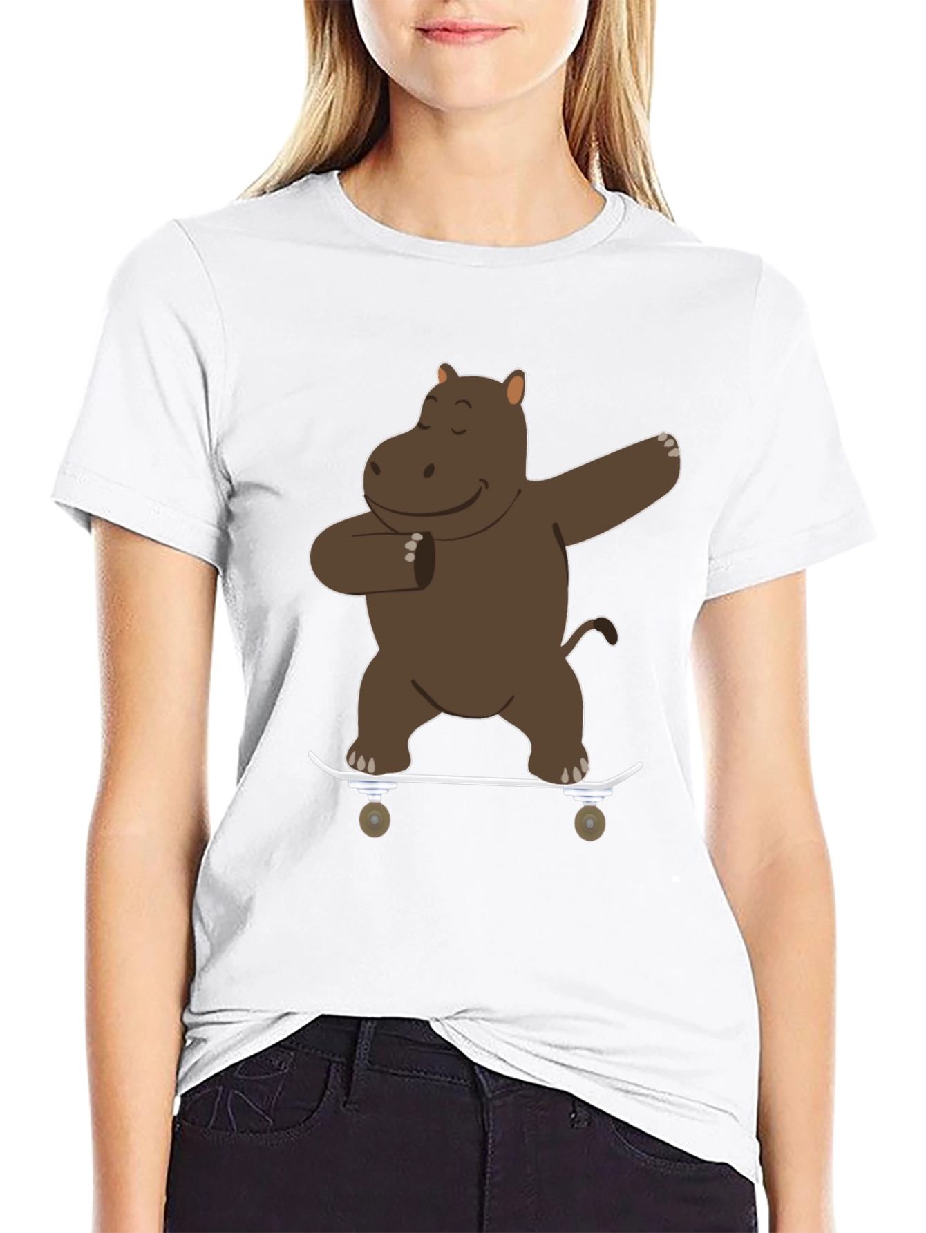 Skating Hippo Dab Black T-Shirt