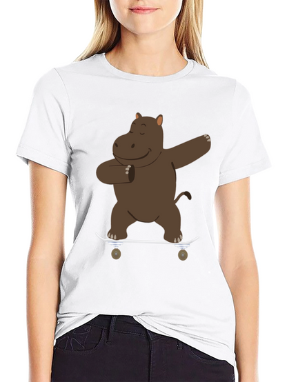 Skating Hippo Dab Black T-Shirt