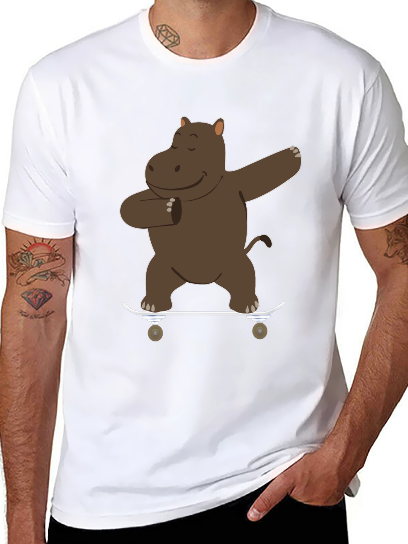 Skating Hippo Dab Black T-Shirt