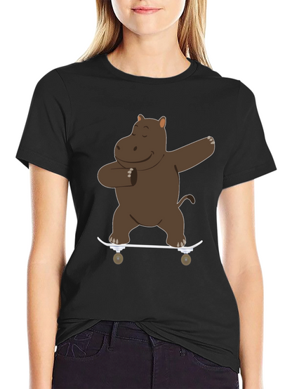 Skating Hippo Dab Black T-Shirt