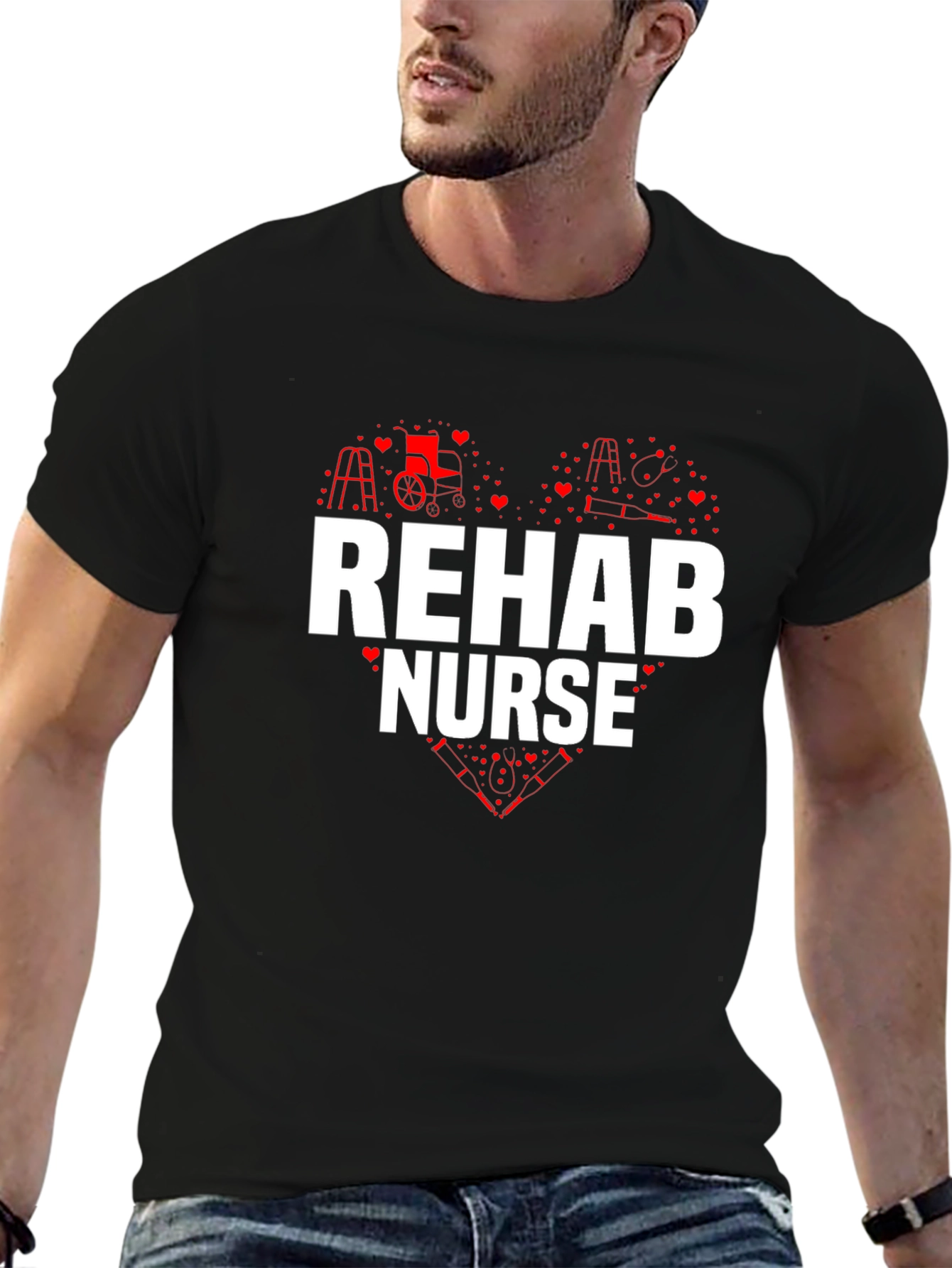 Rehab Nurse Heart Graphic T-Shirt