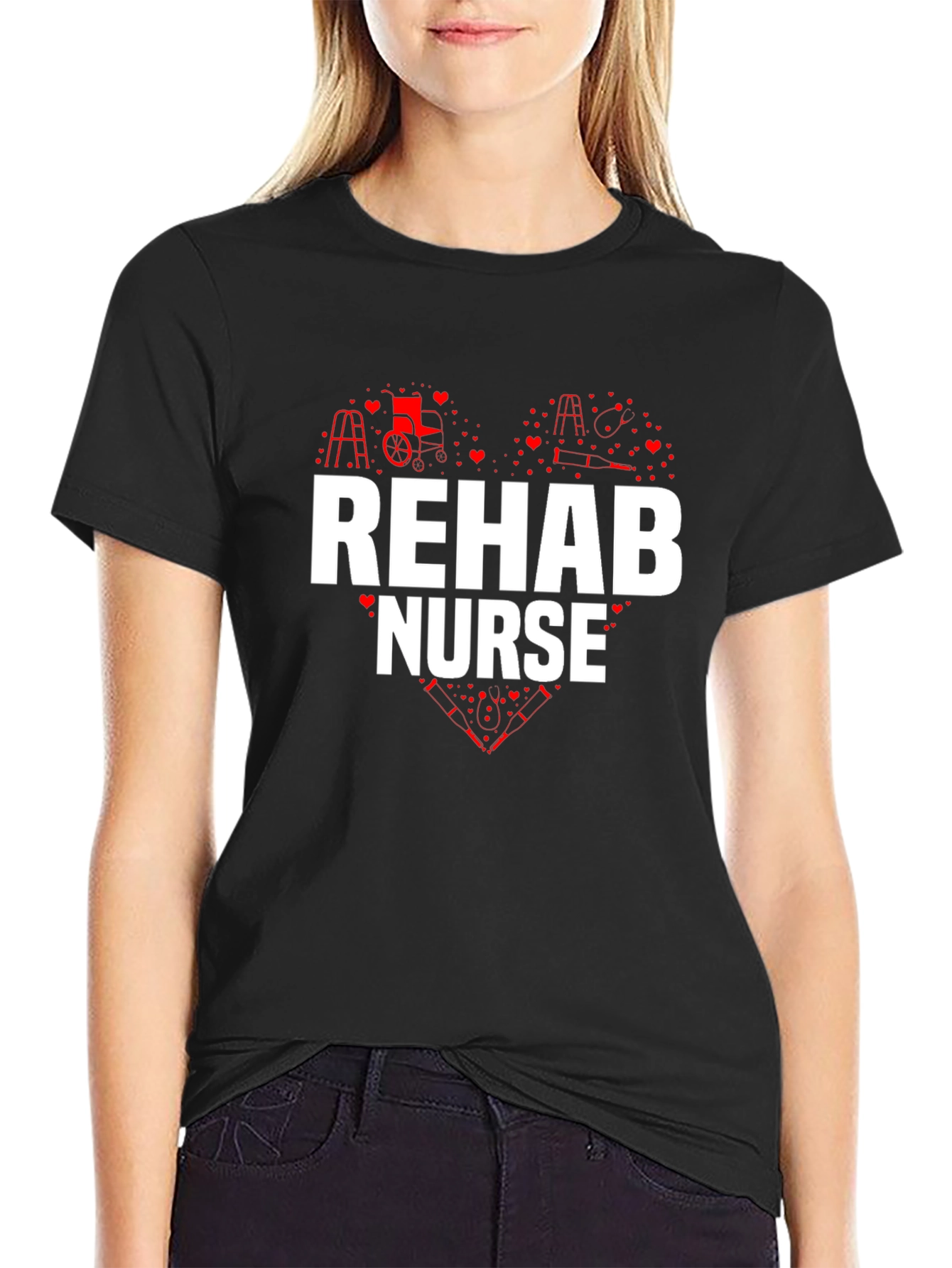 Rehab Nurse Heart Graphic T-Shirt