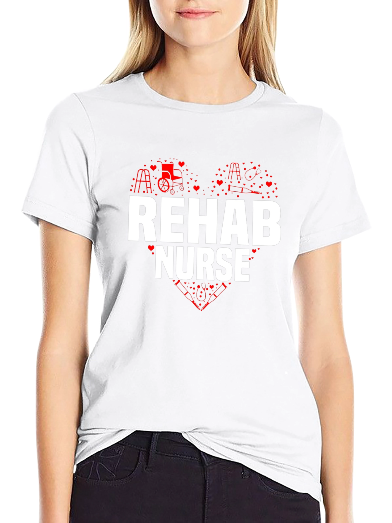 Rehab Nurse Heart Graphic T-Shirt