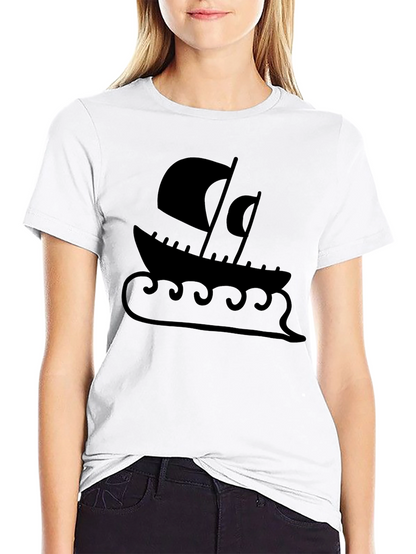 Viking Ship Graphic Tee - Black Cotton Blend