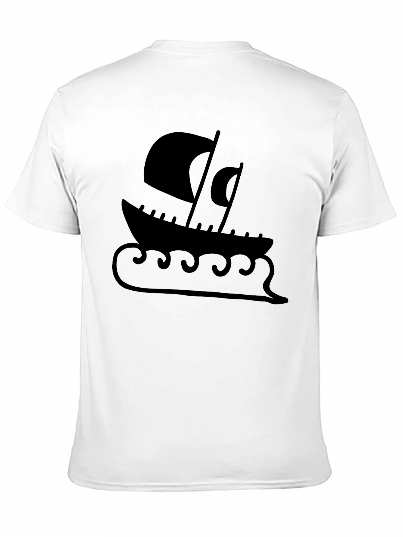 Viking Ship Graphic Tee - Black Cotton Blend