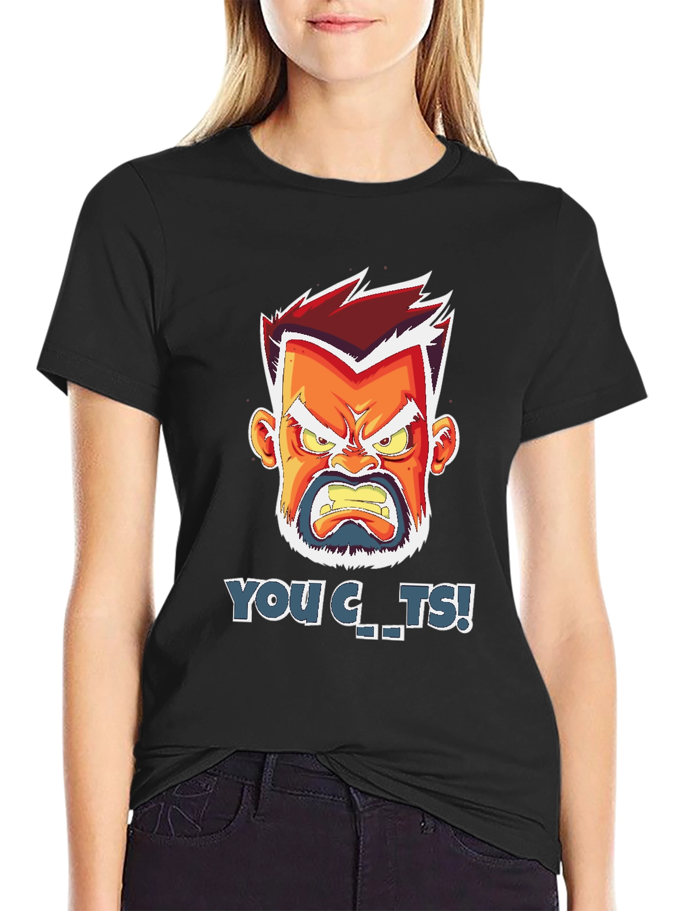 Angry Cartoon Face T-Shirt - You C..ts!