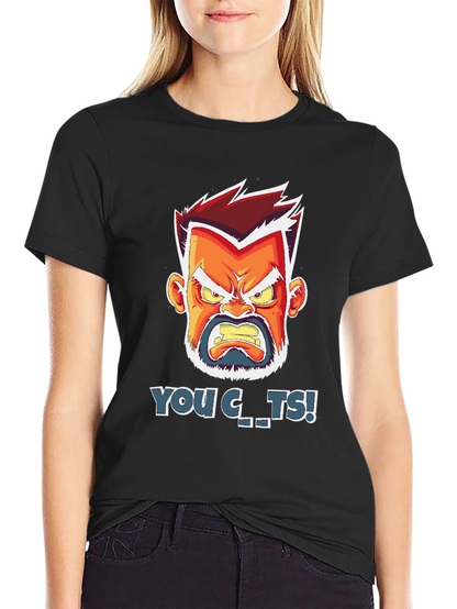 Angry Cartoon Face T-Shirt - You C..ts!