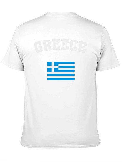 Greece Flag T-Shirt - Black Crew Neck