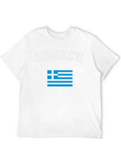 Greece Flag T-Shirt - Black Crew Neck