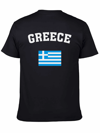 Greece Flag T-Shirt - Black Crew Neck
