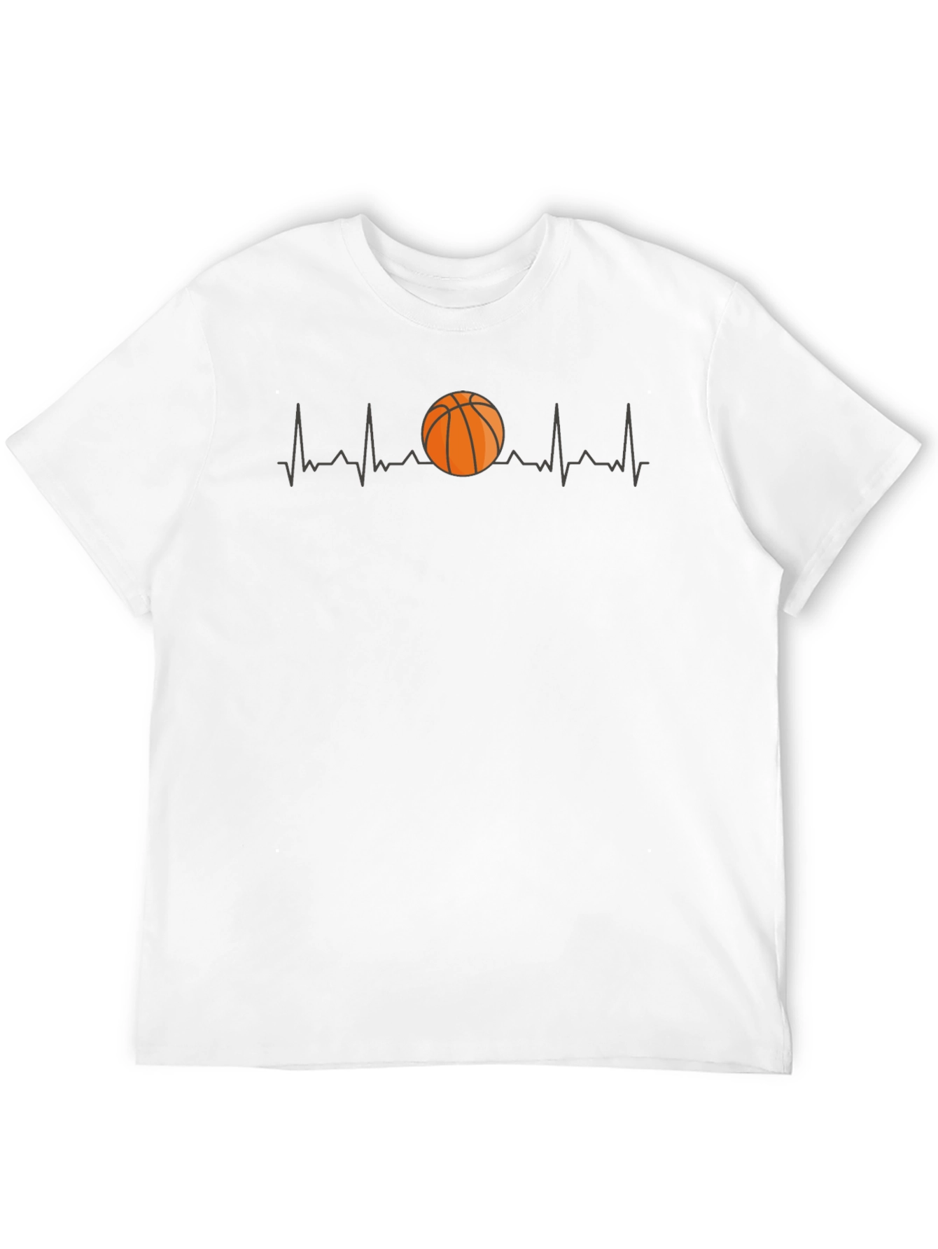 Basketball Heartbeat Graphic Tee - Black Cotton