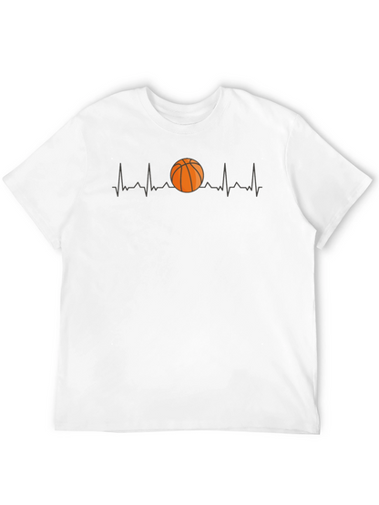 Basketball Heartbeat Graphic Tee - Black Cotton