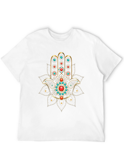 Hamsa Hand Graphic Print Black T-Shirt