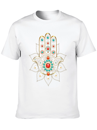 Hamsa Hand Graphic Print Black T-Shirt