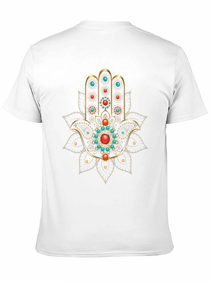Hamsa Hand Graphic Print Black T-Shirt