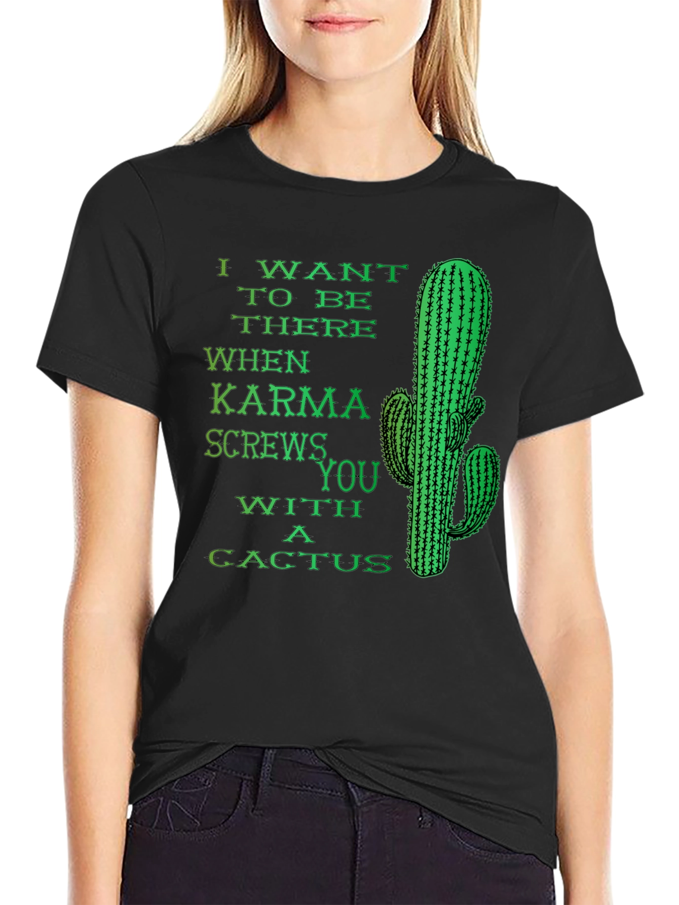 Karma Cactus Funny Novelty Humor Graphic T-Shirt