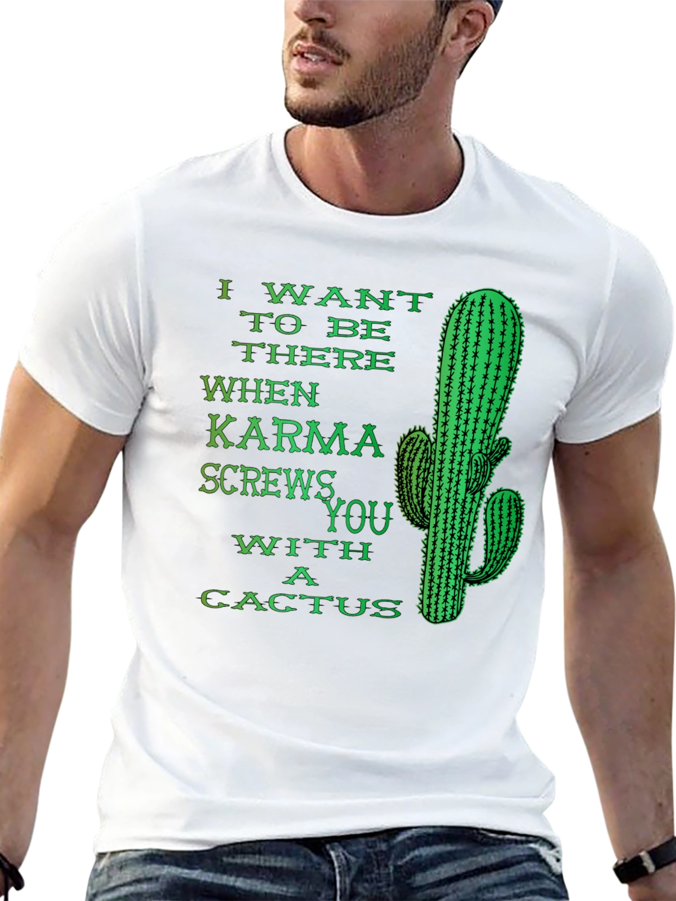Karma Cactus Funny Novelty Humor Graphic T-Shirt