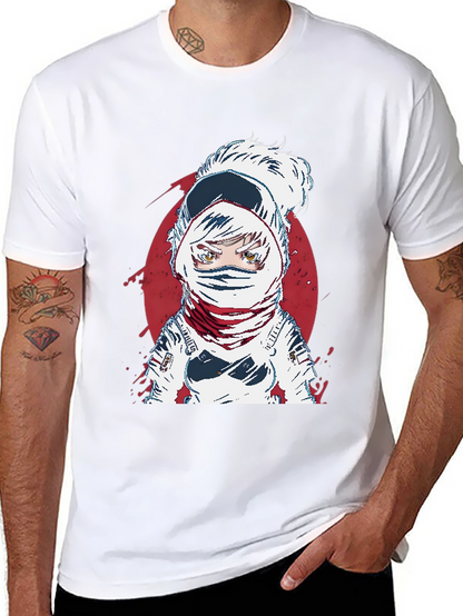 Astronaut Anime Graphic Tee - Cool Space Design