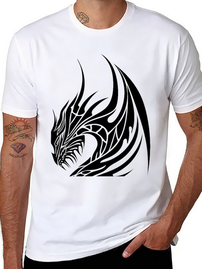 Mens Black Dragon Graphic Tee - Stylish & Bold