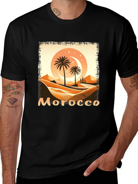 Morocco Desert Palm Tree Graphic T-Shirt