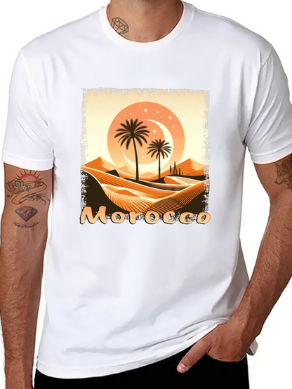Morocco Desert Palm Tree Graphic T-Shirt