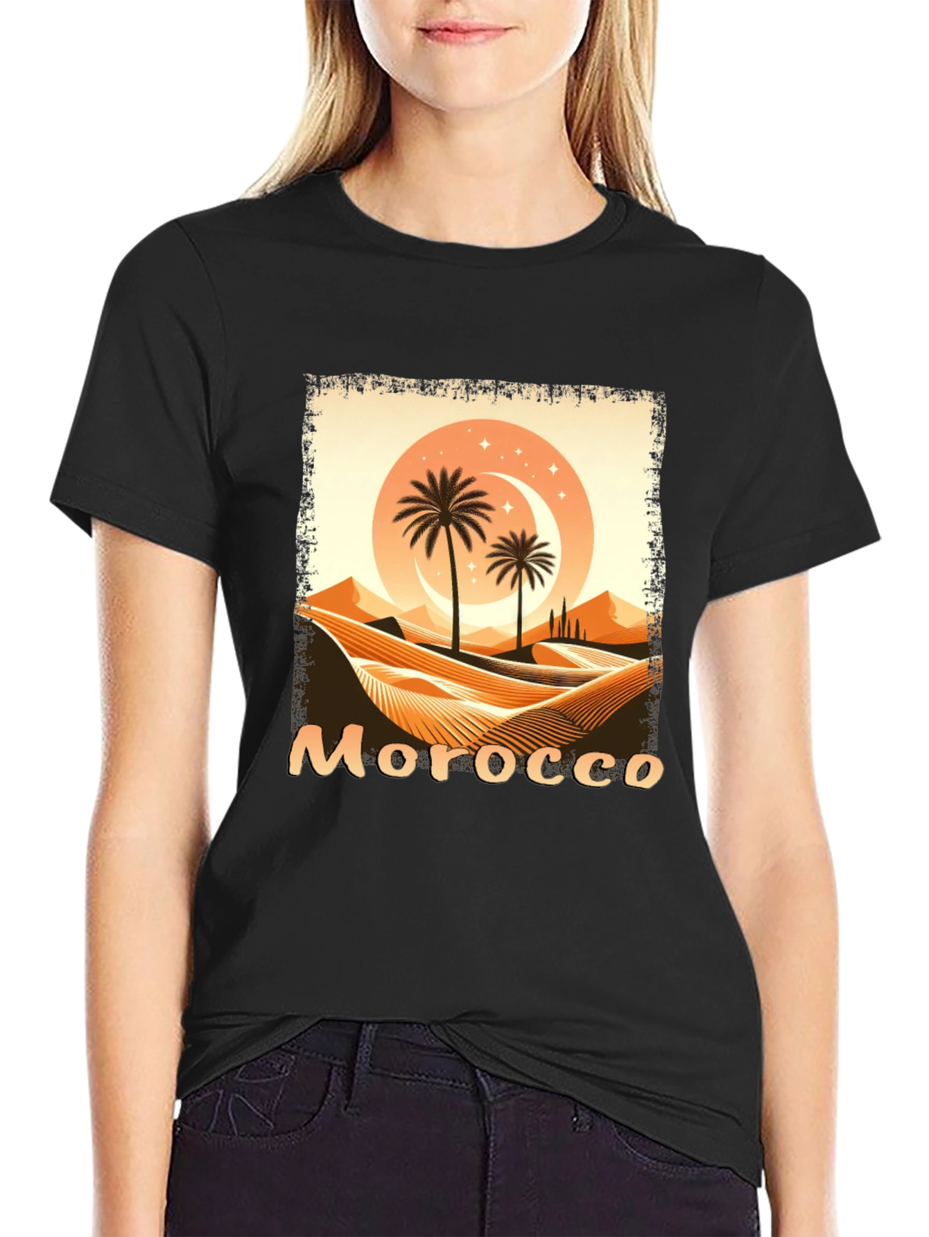 Morocco Desert Palm Tree Graphic T-Shirt