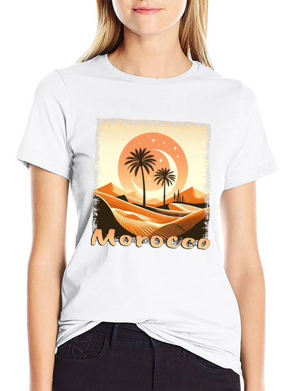 Morocco Desert Palm Tree Graphic T-Shirt