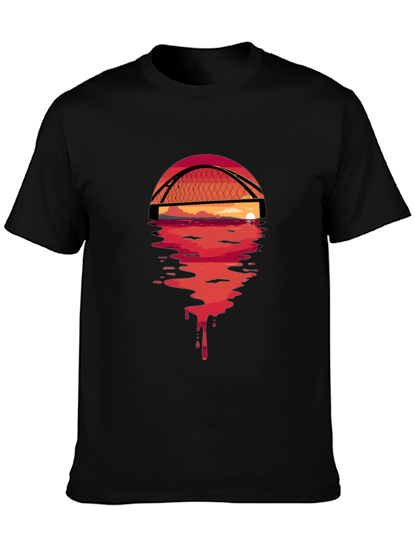 Sunset Bridge Graphic Tee - Black