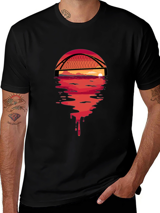Sunset Bridge Graphic Tee - Black