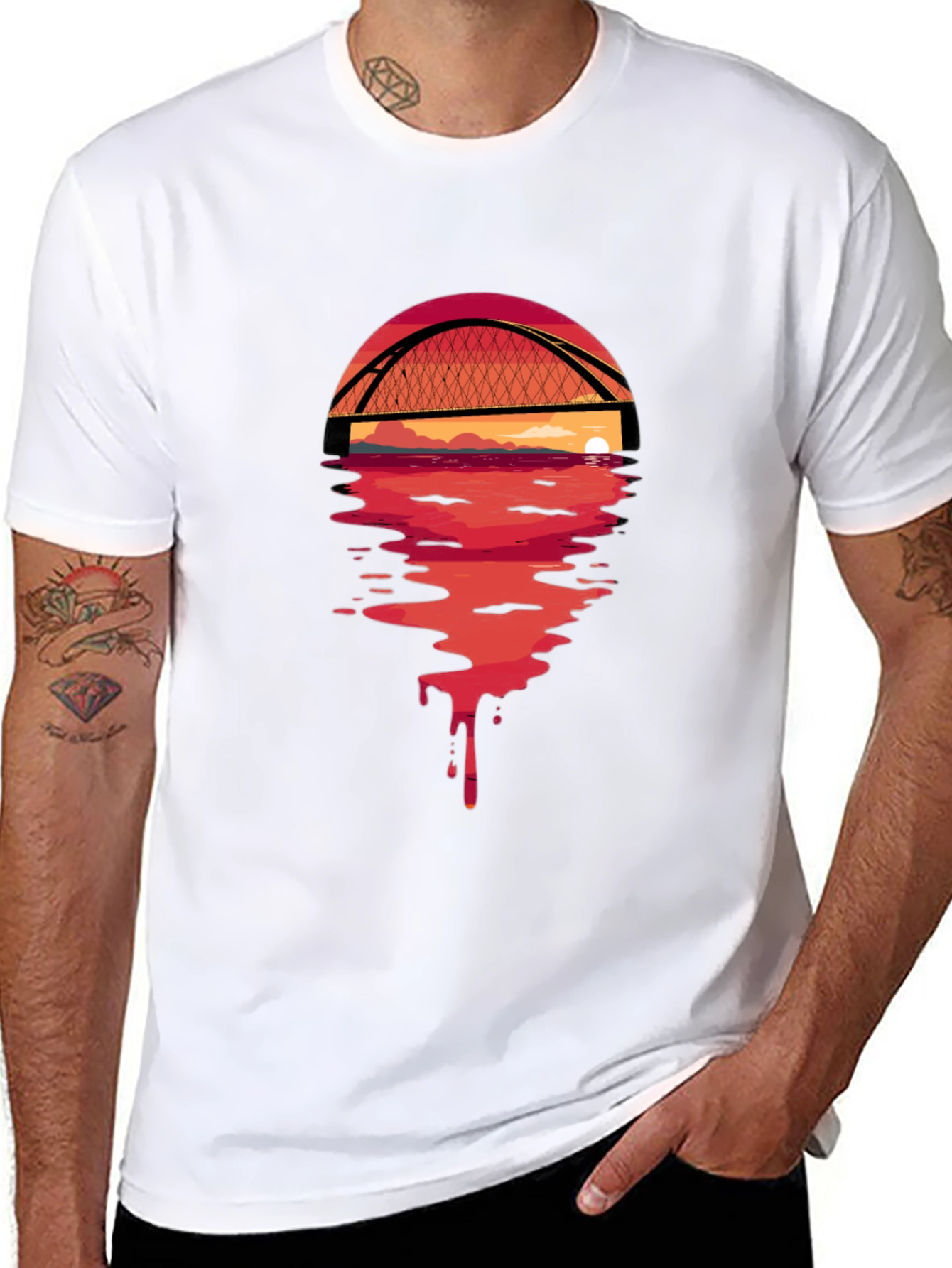 Sunset Bridge Graphic Tee - Black