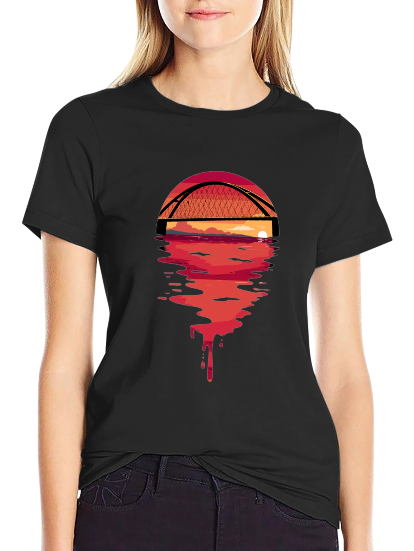 Sunset Bridge Graphic Tee - Black