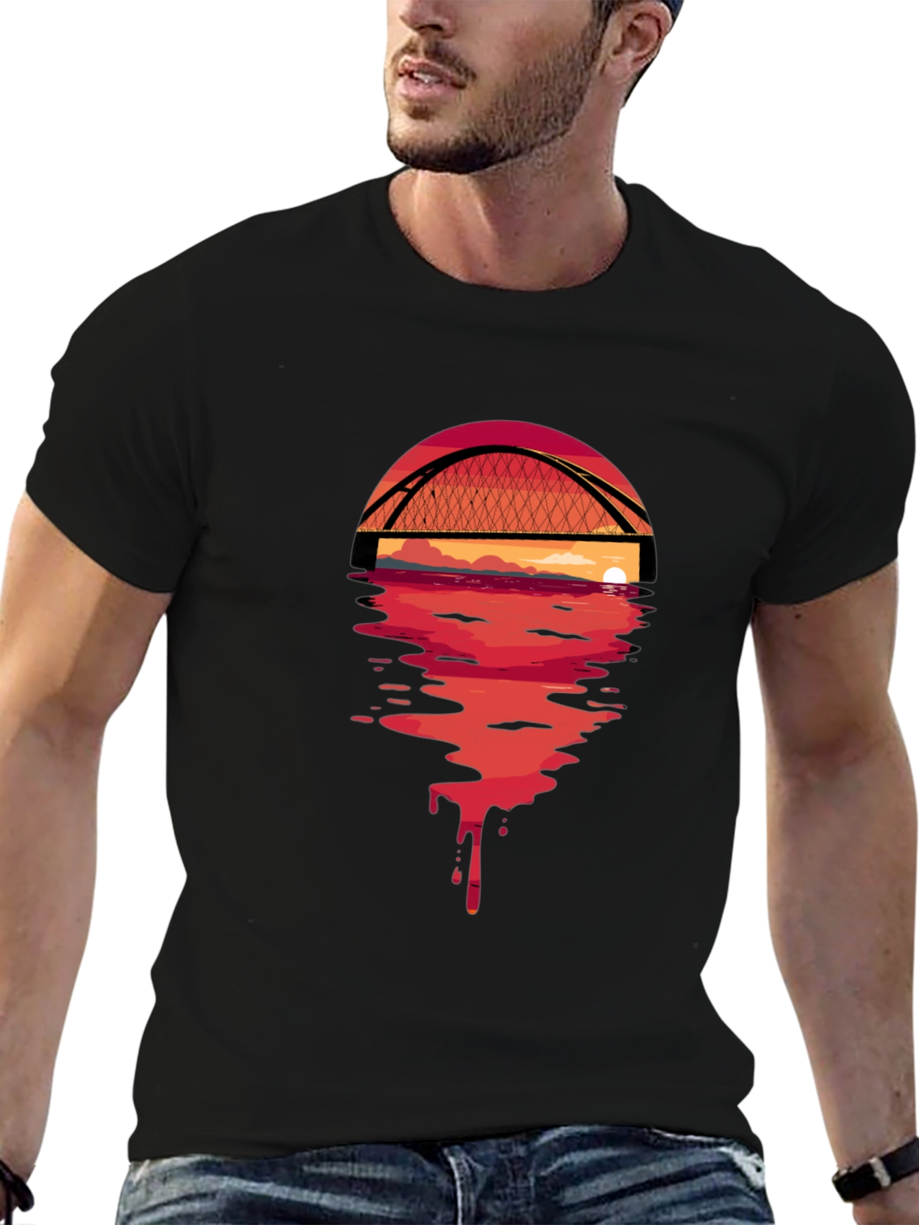 Sunset Bridge Graphic Tee - Black