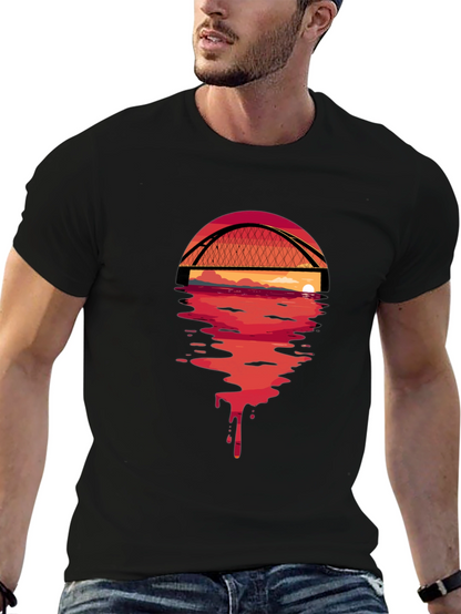 Sunset Bridge Graphic Tee - Black