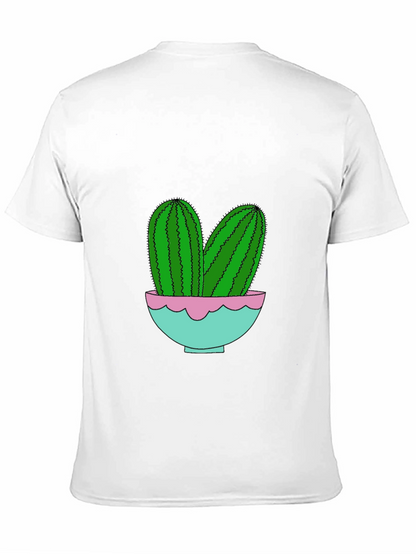 Cactus in Pot Graphic Tee - Trendy Black T-Shirt