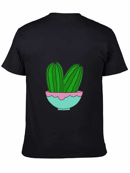 Cactus in Pot Graphic Tee - Trendy Black T-Shirt