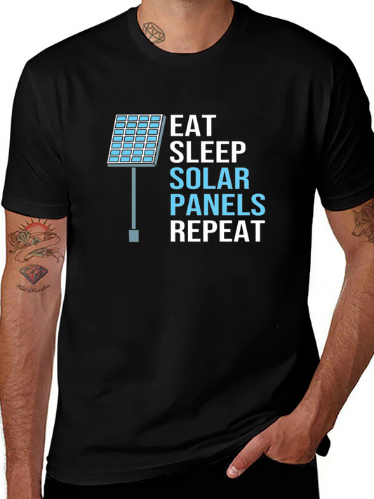 Eat Sleep Solar Panels Repeat Black T-Shirt