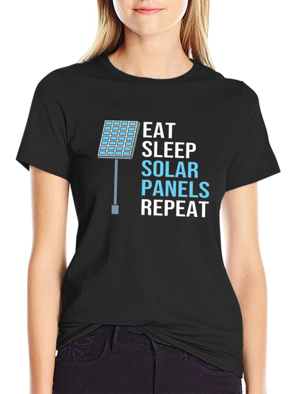 Eat Sleep Solar Panels Repeat Black T-Shirt