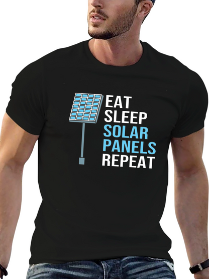 Eat Sleep Solar Panels Repeat Black T-Shirt