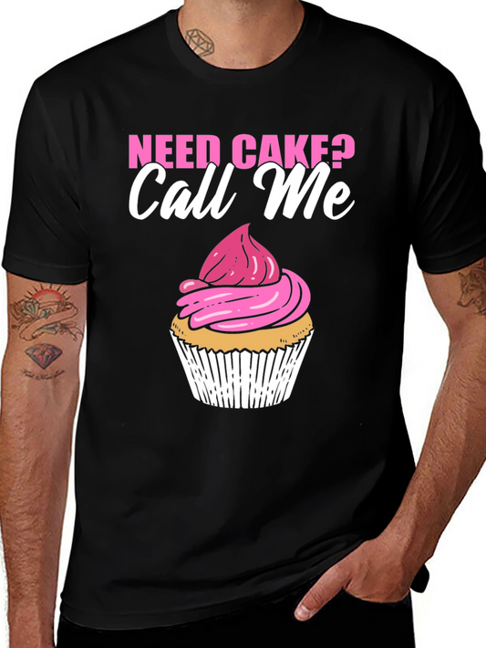 Need Cake? Call Me Black T-Shirt Cupcake