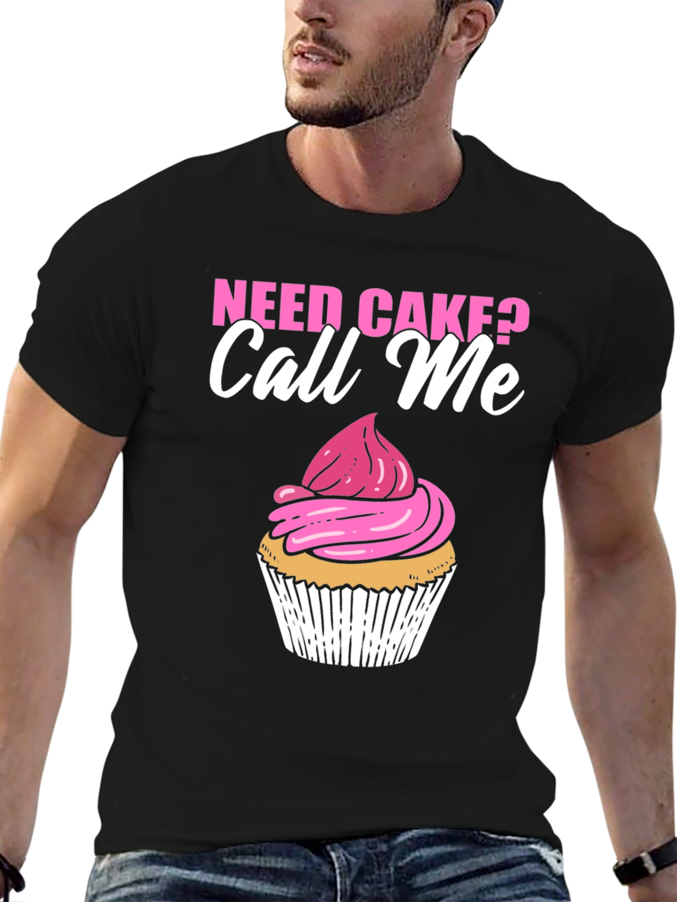Need Cake? Call Me Black T-Shirt Cupcake