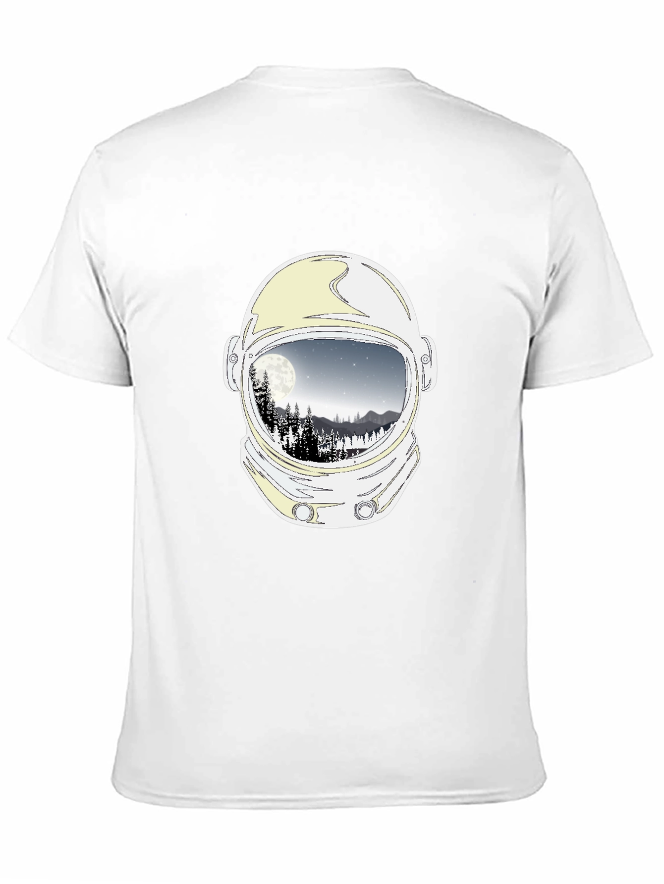 Astronaut Helmet Moon Scene Graphic Tee - Black