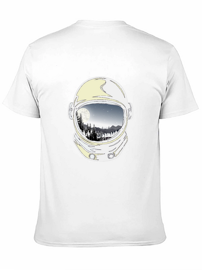 Astronaut Helmet Moon Scene Graphic Tee - Black