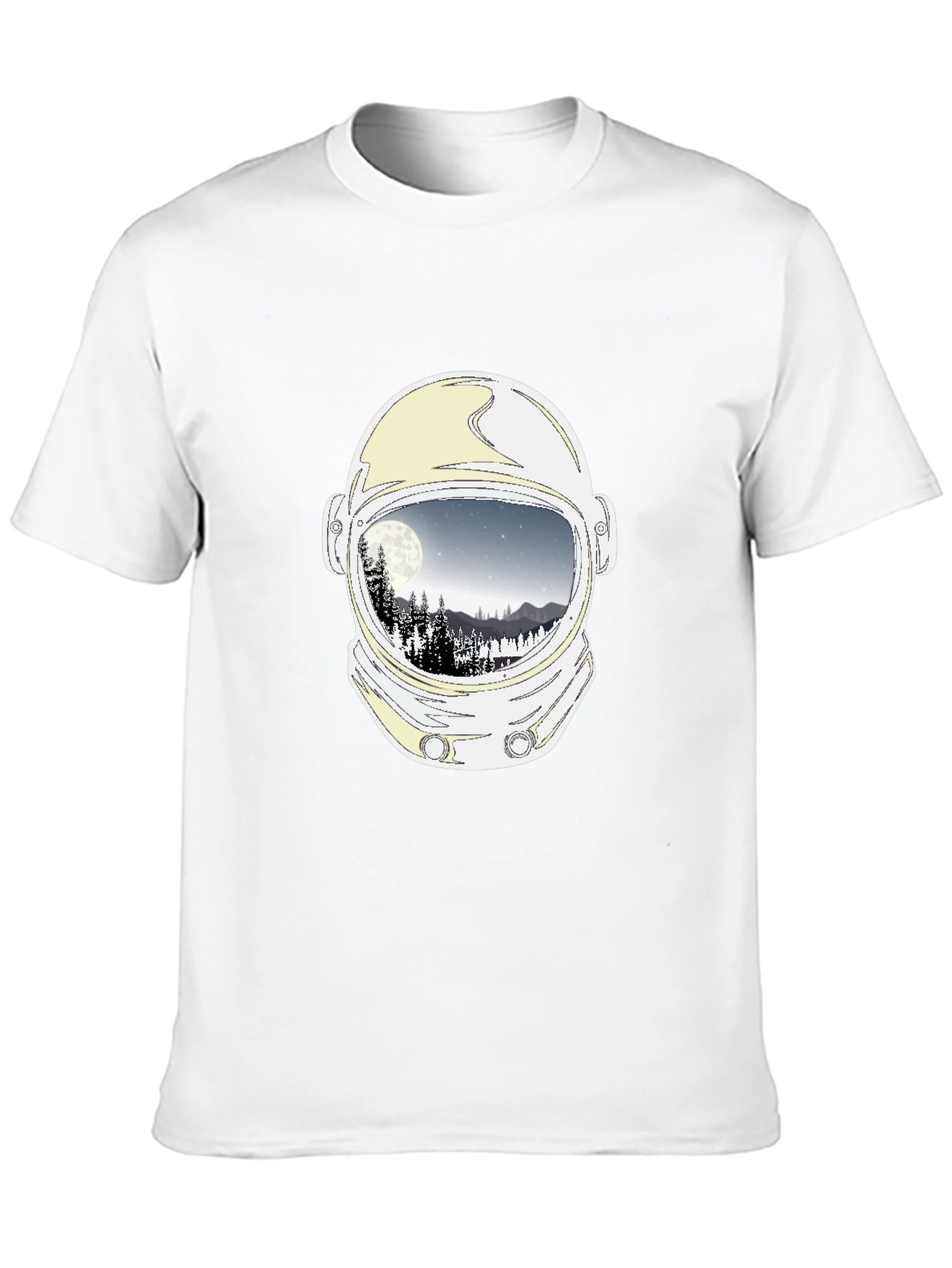 Astronaut Helmet Moon Scene Graphic Tee - Black