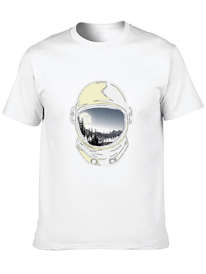 Astronaut Helmet Moon Scene Graphic Tee - Black