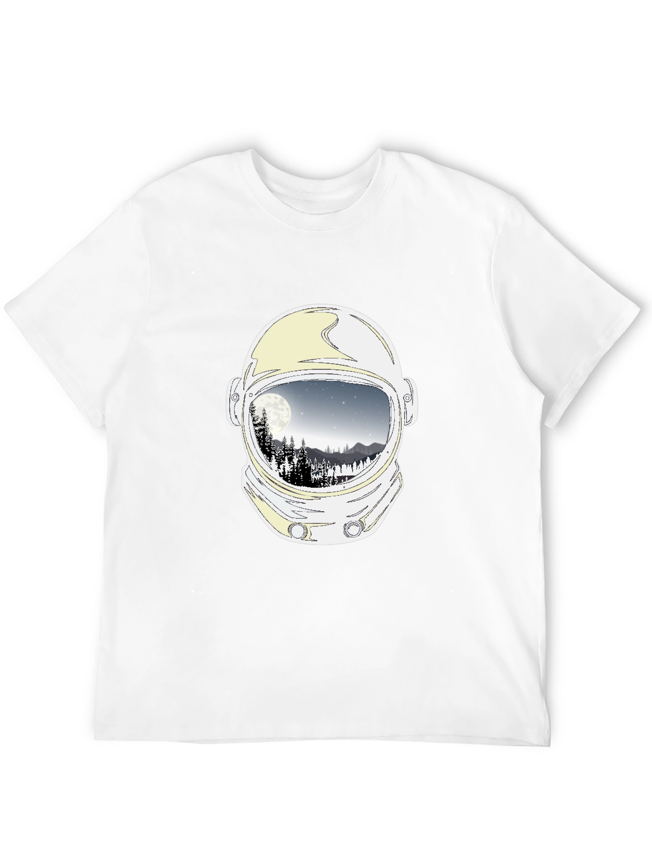 Astronaut Helmet Moon Scene Graphic Tee - Black
