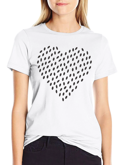 Heart Seed Pattern Black T-Shirt
