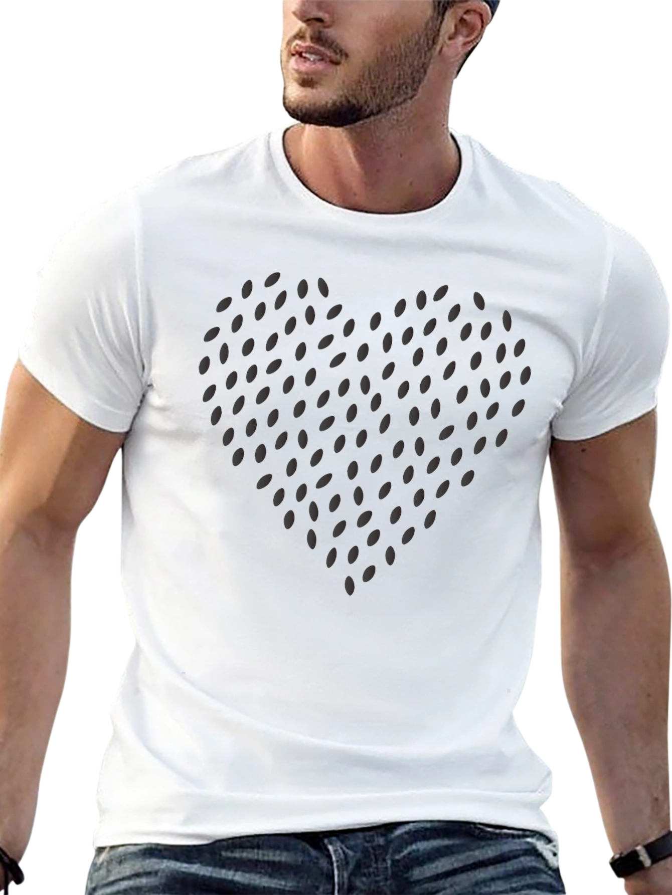 Heart Seed Pattern Black T-Shirt